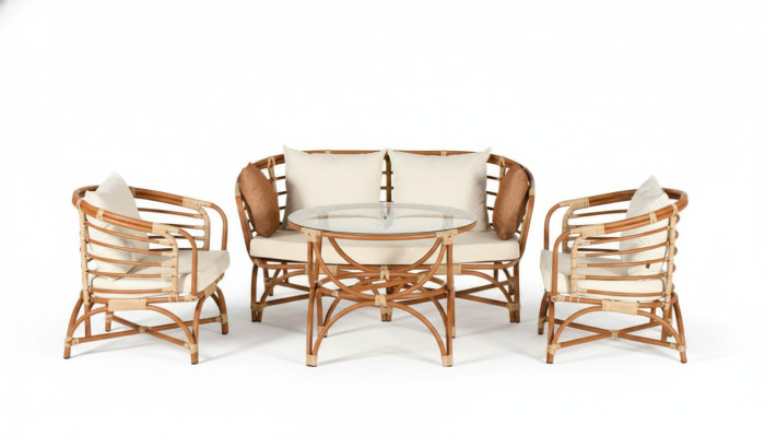 Ensemble de meubles de jardin canapé 2 places table fauteuil véranda groupes de sièges moderne