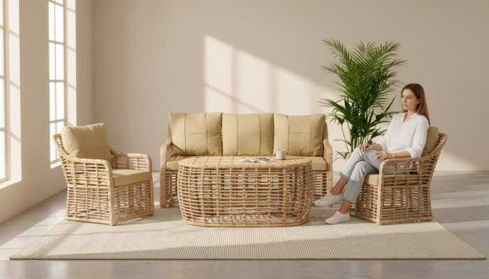 Ensemble de meubles de jardin canapé table canapé fauteuil véranda groupes de sièges moderne luxe nouveau