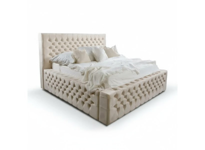 Schlafzimmer Doppelbett Bett 180сm Matratze Beige Chesterfield Stil Hochwertig
