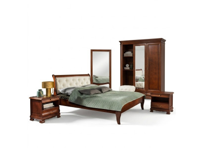 Schlafzimmer Komplett Bett Chesterfield Holzmöbel 2x Nachttische Set 3tlg