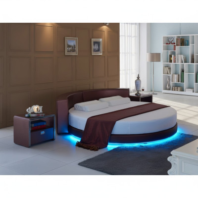 Canapé moderne rembourré avec éclairage LED Bordeaux rond