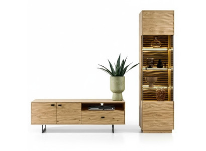 Luxuriöses TV-Lowboard Wohnzimmer Vitrine Braun Medienmöbel Set