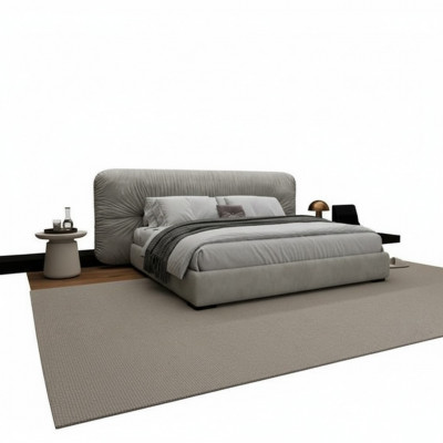 Lit gris luxueux avec tête de lit rembourrée moderne pour la chambre