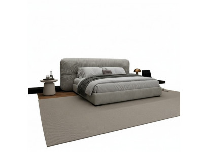 Lit gris luxueux avec tête de lit rembourrée moderne pour la chambre