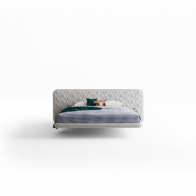 Lit rembourré blanc moderne avec un design minimaliste et arrondi