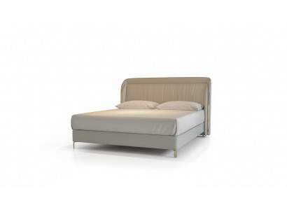 Lit de luxe moderne avec une tête de lit dorée élégante en gris