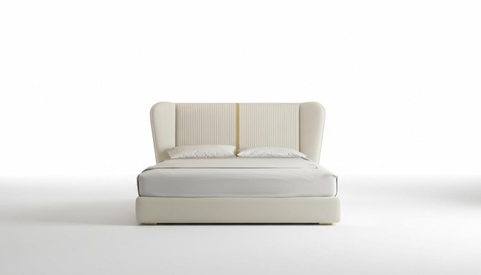 Lit en tissu beige moderne