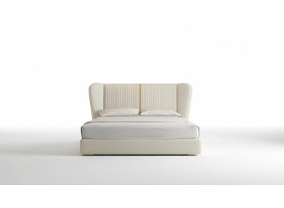 Lit en tissu beige moderne