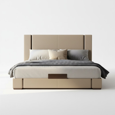 Lit rembourré moderne luxueux en beige