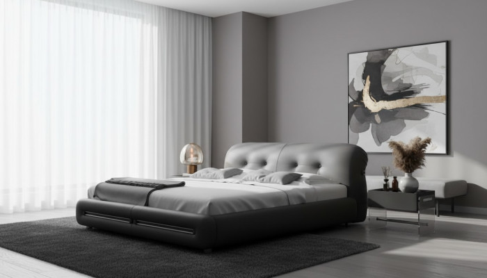 Lit rembourré moderne et luxueux