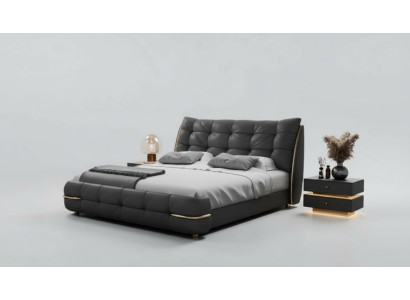 Lit moderne recouvert de noir avec un design élégant