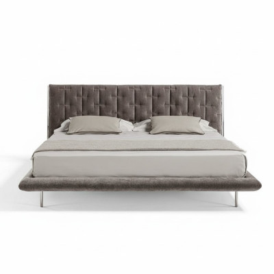 Lit de luxe recouvert de gris moderne