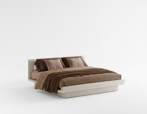 Lit moderne beige rembourré, luxueux et élégant
