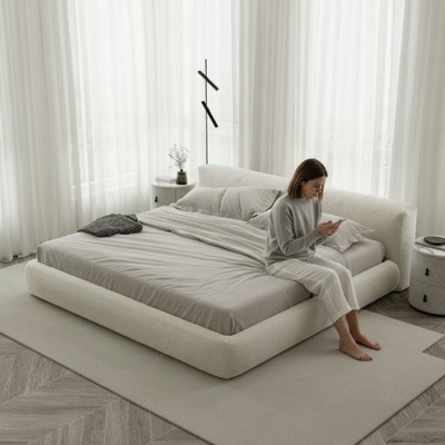 Lit rembourré gris élégant au design moderne