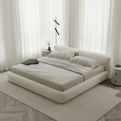 Lit rembourré gris élégant au design moderne