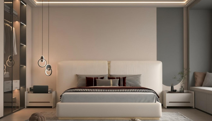Lit élégant recouvert en design beige