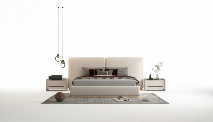 Lit élégant recouvert en design beige