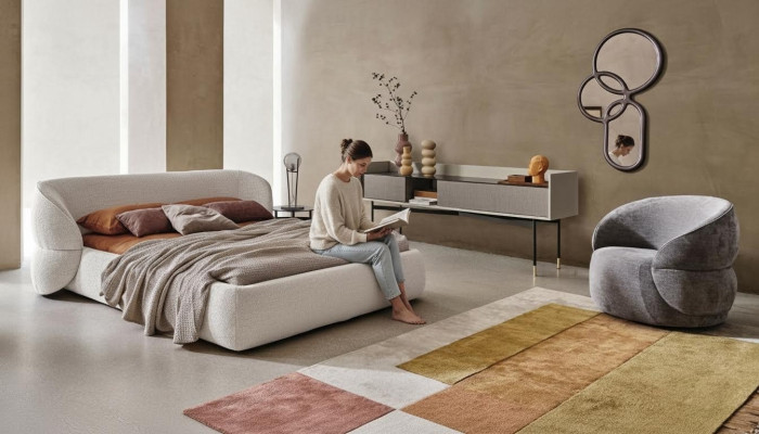 Canapé moderne avec fonction lit en tissu gris élégant