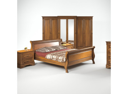 Schlafzimmer Set Bett Komplett 2x Nachttische Luxuriöses Kleiderschrank
