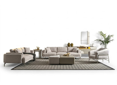 Canapé beige moderne et tables basses