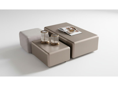 Ensemble de table basse et pouf beige moderne et universel