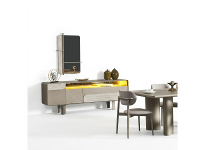Console en bois beige élégante avec miroir
