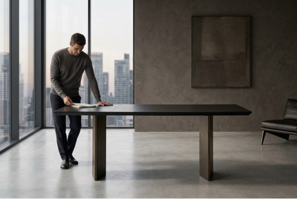 Table à manger élégante en bronze chaud pour maisons modernes