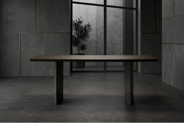 Table à manger élégante en bronze chaud pour maisons modernes