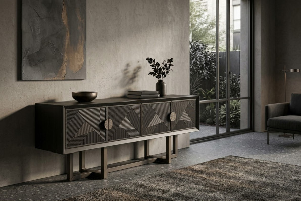 Meuble TV élégant, moderne et fonctionnel en bois brun