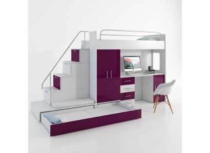 Doppelstockbett  Etagenbett Bett Schreibtisch +Schrank Multifunktion Hochbett