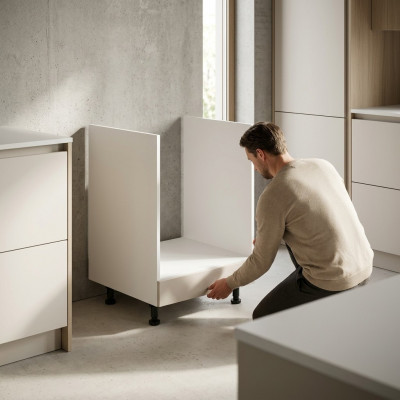 Robinet de cuisine mobile dans un module blanc