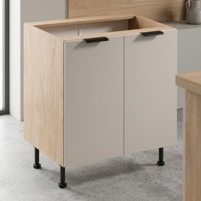 Table de cuisine mobile avec deux portes sous le plan de travail
