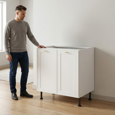 Table mobile sous lavabo avec étagère et doubles portes