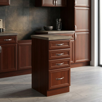 Mobilier avec tiroirs sous le plan de travail, meuble de cuisine