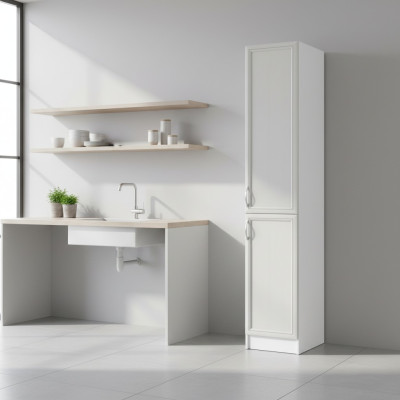 Armoire de cuisine haute blanche sous le plan de travail