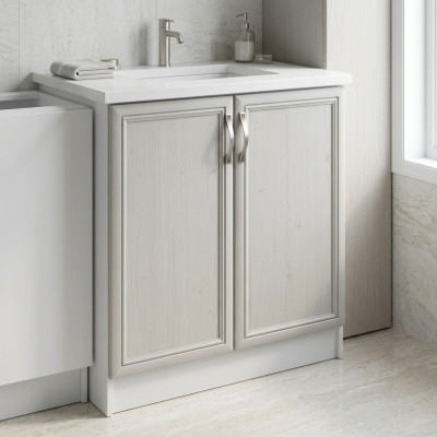 Table de cuisine mobile avec surface blanche