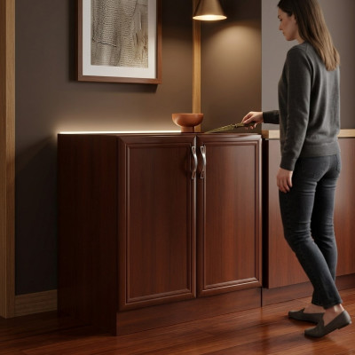 Table de cuisine mobile avec deux portes sous le plan de travail