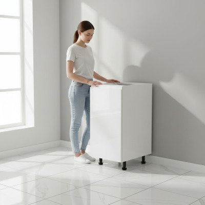 Armoire de cuisine mobile blanche brillante