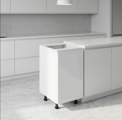 Armoire de cuisine mobile blanche brillante