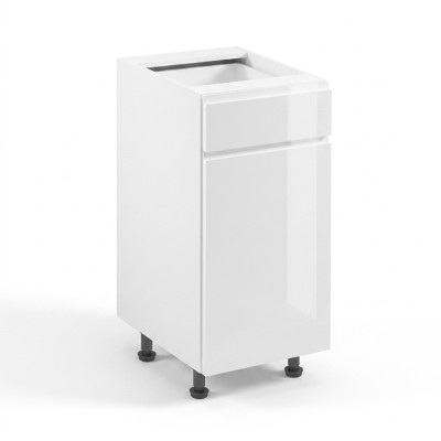 Armoire de cuisine blanche avec tiroirs et pieds