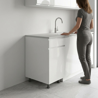 Table de cuisine mobile avec tiroir et étagères brillantes