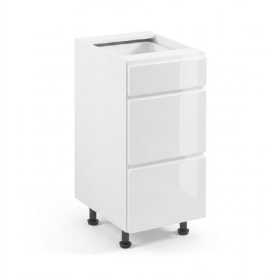 Meuble mobile avec tiroirs sous la surface de la table, 3 tiroirs brillants
