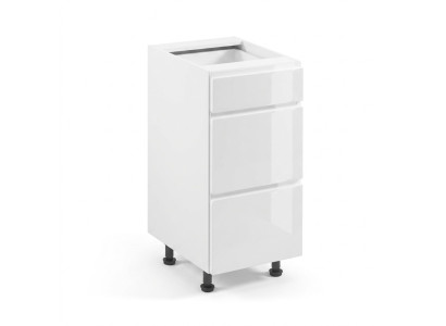 Meuble mobile avec tiroirs sous la surface de la table, 3 tiroirs brillants