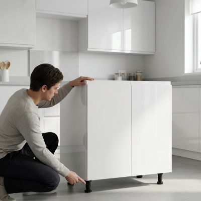 Armoire mobile brillante sous cuisine