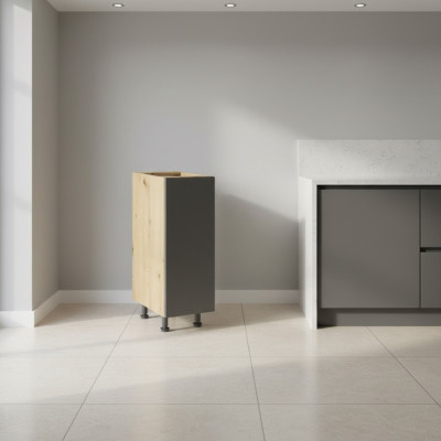 Cuisine mobile avec plan de travail, armoire de cuisine grise