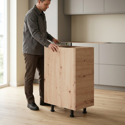 Armoire de cuisine mobile beige