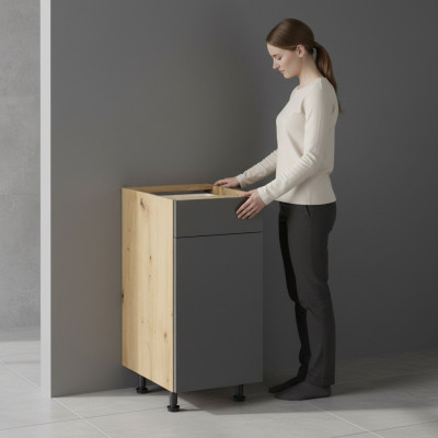 Table de cuisine mobile avec tiroirs et étagères