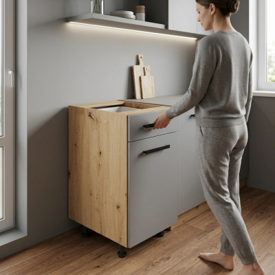 Meuble de cuisine avec portes et étagères