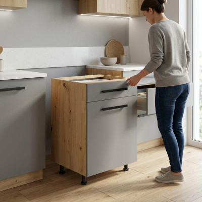 Cuisine mobile avec tiroir et étagères intérieures