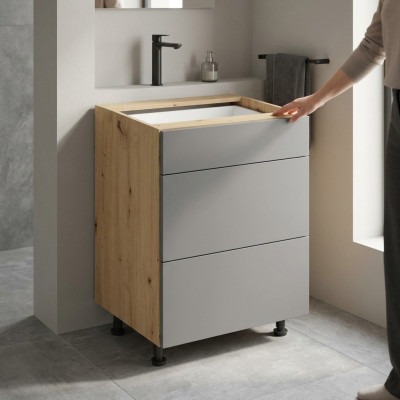 Table de cuisine mobile avec 3 tiroirs